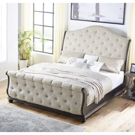 One Allium Way® Jaylynn Tufted Standard Bed | Wayfair Tufted Sleigh Bed, Button Tufted Bed, Steve Silver Furniture, King Sleigh Bed, Queen Sleigh Bed, Upholstered Sleigh Bed, Sleigh Bedroom Set, Tufted Bed, Bed Upholstered
