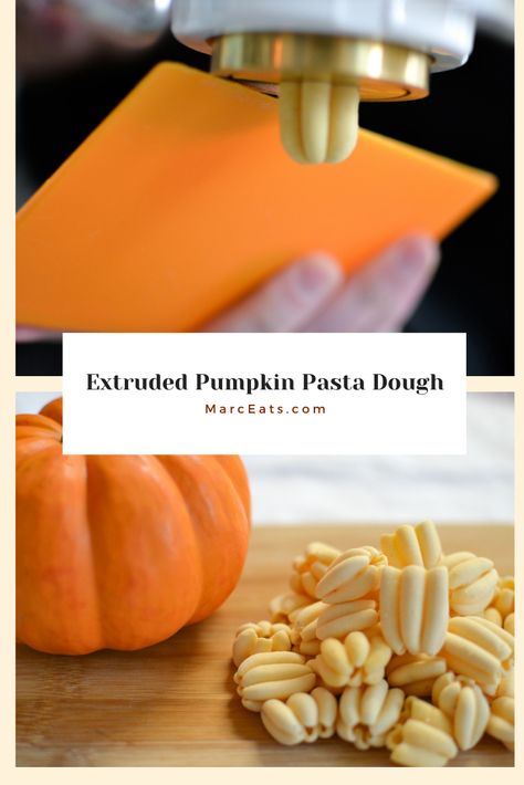 Semolina and Pumpkin Pasta Dough for Extruded Pasta. Freshly extruded semolina and pumpkin pasta dough at home. Adding pumpkin puree to your pasta dough is a festive way to add a bit of pumpkin flavor. This recipe uses just a little bit of pure pumpkin puree and the flavor taste very mildly of pumpkin. Semolina Pasta Dough Recipe, Pasta Extruder, Kitchenaid Pasta, Semolina Pasta, Pasta Dough Recipes, Pumpkin Pasta, Broccoli Pasta, Pasta Machine, Pasta Dough