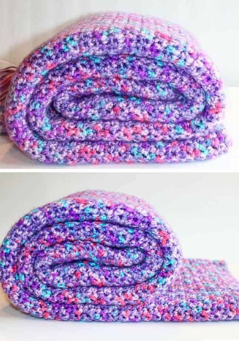 Single Crochet Blanket Pattern, Single Crochet Baby Blanket, Single Stitch Crochet, Single Crochet Blanket, Simple Crochet Pattern, Crochet Blanket Rainbow, Crochet Blanket Diy, Crochet Blanket Tutorial, Hand Crocheted Blanket