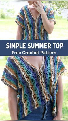 Make the Perfect Crochet Top Pattern using Lion Brand Mandala String to create a beautiful wearable for the Summer Months! This free pattern is suitable for a beginner crocheter with knowledge of basic crochet stitches that is looking for a bit of a challenge. Intermediate crocheters will find this to be an easy pattern once a few row repeats are completed and the pattern becomes very intuitive. Happy Crocheting!  #crochet Quick Easy Free Crochet Patterns, Crochet Crop Top Pattern Free Summer, Free Crochet Top Patterns For Women Summer, Crochet Womens Clothes Free Pattern, Free Crochet Tunic Patterns, Easy Crochet Summer Tops Free Pattern, Easy Crochet Shorts, How To Crochet A Top For Beginners, Summer Top Crochet Pattern Free