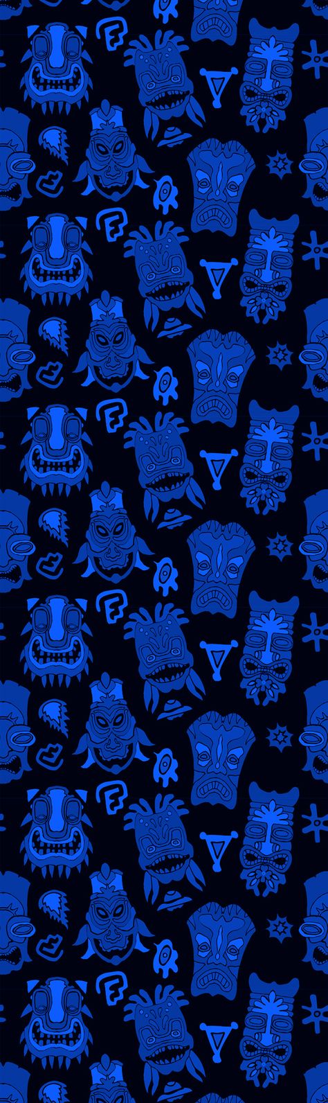 Blue Tiki Masks Beach Photography, Tiki Wallpaper, Tiki Masks, Tiki Mask, Beach Photography Poses, Blue Aesthetic, Repeating Patterns, Fabric Patterns, Aesthetic Wallpapers