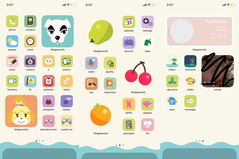 Phone Themes Animal Crossing, Acnh Custom Phone Design, Animal Crossing Widgetsmith, Iphone App Widgets, Animal Crossing Ipad Wallpaper, Acnh Lock Screen, Apps Cover Icons, Animal Crossing Homescreen, Animal Crossing Lockscreen