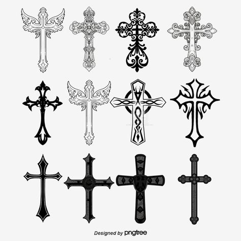 Different Crosses Design, Gothic Crucifix Drawing, Gothic Cross Design, Cross Y2k Tattoo, Grunge Cross Drawing, Gothic Rosary Tattoo, Cross Drawing Aesthetic, Chrome Cross Drawing, Cool Cross Designs