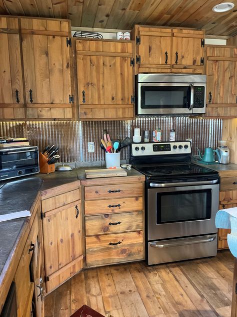 Rustic Kitchen Cupboard Doors, Galvalume Ceiling, Farmhouse Kitchen Rustic Cabinets, Rustic Kitchen Cabinets Diy, Kitchen Cabinets Ideas Diy, Diy Pallet Cabinets Kitchen, Rustic Kitchen Cabinet Doors, Rustic Cabinets Kitchen Farmhouse Style, Farmhouse Kitchen Cabinets Diy