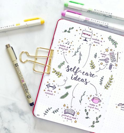 Easily brainstorm ideas with a mind map! Add one in your BuJo! Read our post for more bullet journal page ideas! Rutinitas Harian, Bullet Journal Page Ideas, Journal Page Ideas, Bullet Journal Work, Beautiful Dawn, Mentally Healthy, Plant Doodle, Bullet Journal Page, Bullet Journal Tracker