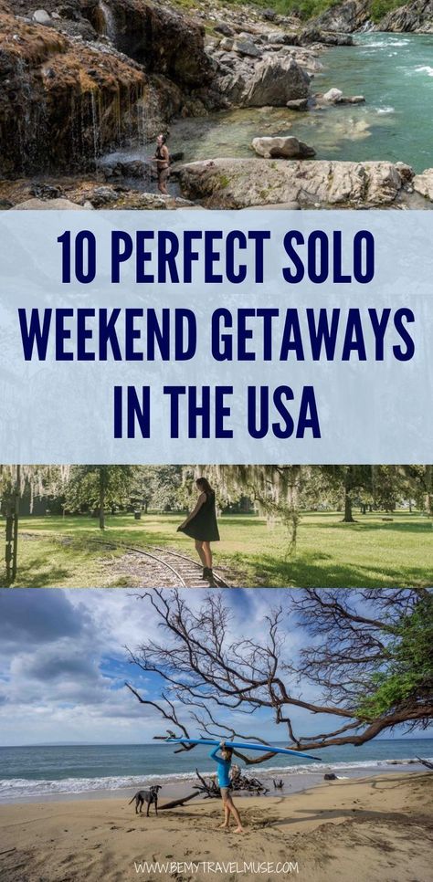 From New Orleans to Seattle, Maui, and Santa Barbara, these are the best 2-day or long weekend getaways for solo female travelers in the USA. Trips For Singles, Solo Travel Usa Female, Solo Vacation Ideas Woman, Solo Female Travel Usa, Solo Trips, Vacay Ideas, Solo Vacation, Solo Traveling, Long Weekend Getaways