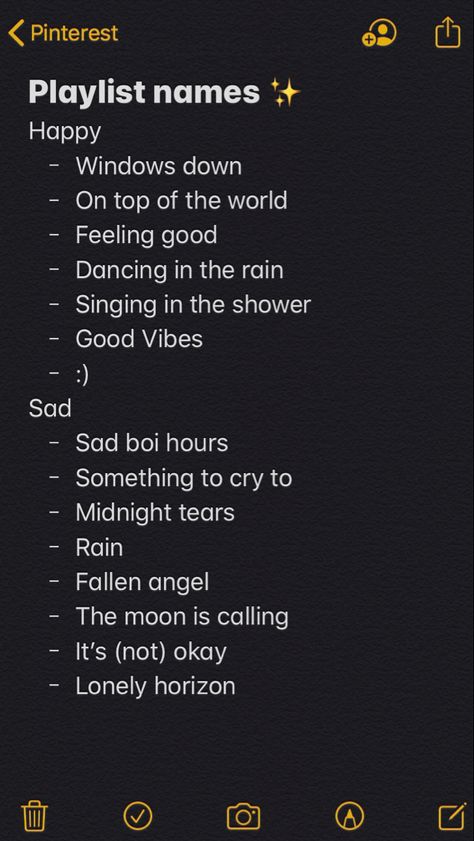 From happy screams to tear streams these playlist names have got you covered✨ Dance Playlist Name Ideas, Playlist Names For Happy Songs, Happy Songs Playlist Names, Must Have Spotify Playlists, Happy Spotify Playlist Names, Country Spotify Playlist Names, Spotyfi Playlist Name, Dance Playlist Names, Country Music Playlist Names