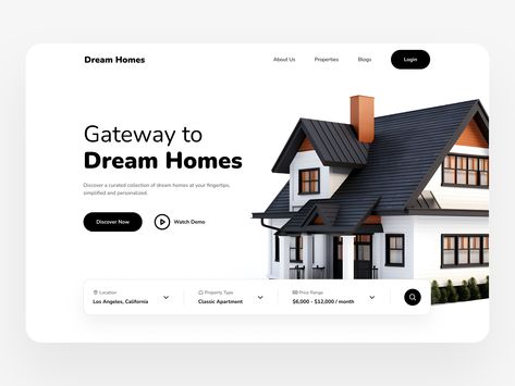 Real Estate Landing Page - Hero Section by Faizan Ul Hassan Arshad Landing Page Design, Real Estate Landing Page, Real Estate Landing Pages, Hero Section, Best Landing Page Design, Ui Design Inspiration, Real Estate Website, Web Development Design, Design Development