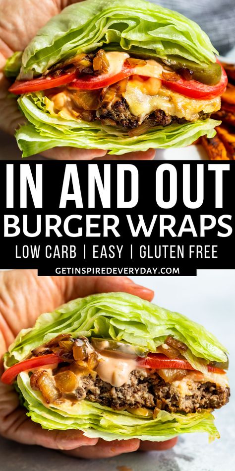 Essen, Lettuce Wrap Sandwich Ideas, Burger Lettuce Wraps, Burger Lettuce, Lettuce Burgers, Lettuce Wrapped Burger, Tasty Burger, In And Out Burger, Oven Fries