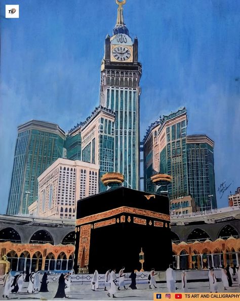 painting of kaaba Kaabah Makkah Sketch, Painting Of Makkah, Kabba Sharif Painting, Kaba Sharif Painting On Canvas, Kaba Sharif Painting, Khana Kaba Painting, Kaaba Painting Canvas, Kabaa Paintings, Makkah Drawing