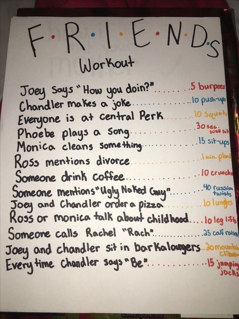 FRIENDS Workout, how you doin'? ☕🍕 . . . #health #exercise #fitness #workout #friends #joey #ross #chandler #monica #rachel #phoebe #aniston #90s #vibes #90svibes #tv #sitcom #famous #celebrity Tv Show Workouts, Movie Workouts, Tv Workouts, Transformation Fitness, Friends Workout, Teen Friends, Friends Episodes, Summer Body Workouts, Friends Moments