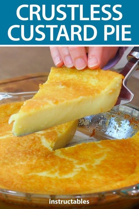 Crustless Custard Pie, Crustless Custard, Best Custard Pie Recipe, Baked Custard Recipe, Christmas Potluck, Custard Cake Recipes, Custard Pie Recipe, Beaux Desserts, Recipe Thanksgiving