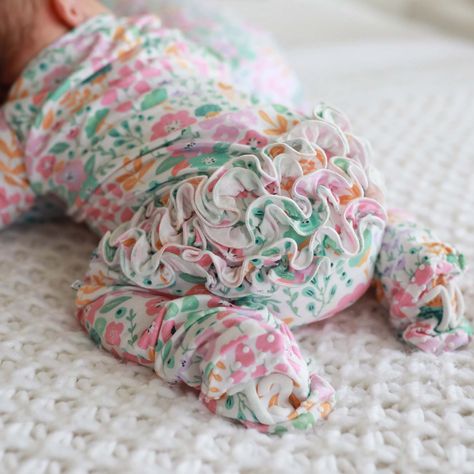 pastel floral ruffle butt baby footie Going Home Outfit For Baby Girl, Going Home Outfit For Baby, Magnolia Jane, Shower Activities, Caden Lane, Personalized Swaddle Blanket, Personalized Swaddle, Personalized Sweater, Going Home Outfit