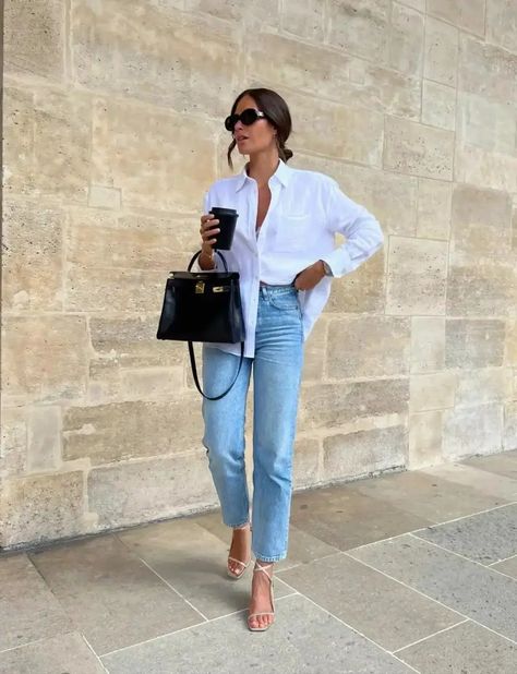 Top 10 Stylish Casual Spring Outfits You Must Try in 2024 White Shirt And Jeans, Shirt And Jeans, Mode Turban, Office Outfits Women, Ținută Casual, Mode Casual, Casual Chic Outfit, Outfits Verano, Mode Inspo