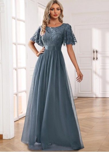 Mesh Prom Dress, Mother Of The Bride Dresses Long, Flowy Design, Modest Bridesmaid Dresses, Prom Dresses Modest, Short Sleeve Maxi Dresses, Mom Dress, Dress Dusty, Dresses By Length