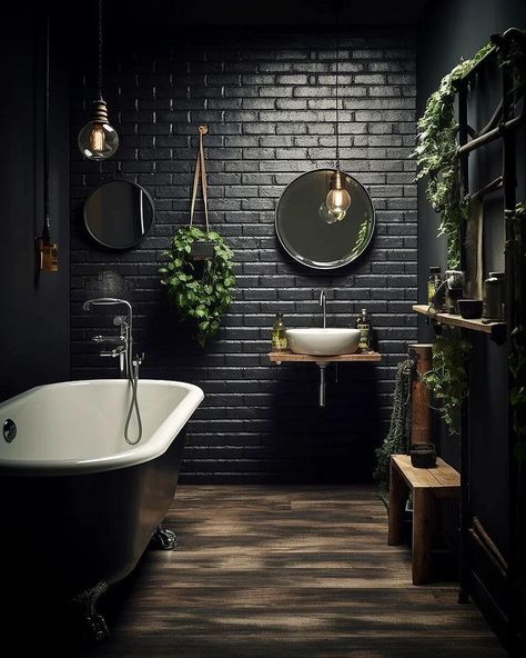 Gothic Bathroom Ideas, Goth Bathroom, Gothic Interior Design, Moody Bathroom, Gothic Bathroom, Dark Bathroom Ideas, Black Bathroom Decor, Gothic Interior, Dark Bathrooms