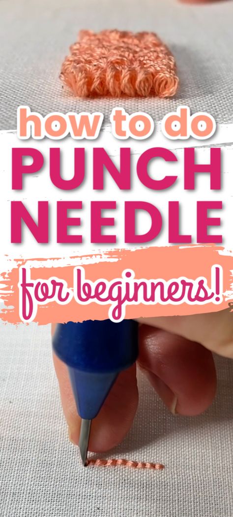 Punch Niddle Tutorial, Couture, Punch Needle Thread, Embroidery Floss Punch Needle, Needle Punching For Beginners, Embroidery With Punch Needle, Needle Punch Embroidery Tutorials, Punch Needle Size Guide, How To Use Embroidery Punch Needle