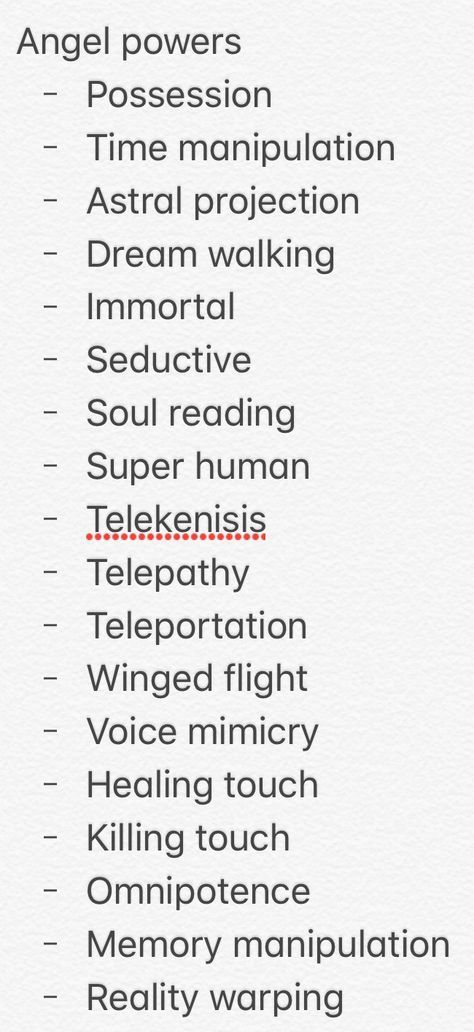 Superpowers To Give Your Characters, Supernatural Powers Magic, Tired Guy Reference, Type Of Powers, Scary Powers Ideas, Powers To Give Your Ocs, Angel Story Ideas, Fallen Angel Prompts, Draw Your Oc Prompts