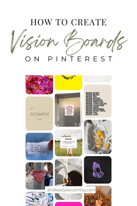 How To Make A Pinterest Vision Board, Create Vision Board On Pinterest, Create A Vision Board On Pinterest, Pinterest Vision Board Examples, Digital Vision Board Ideas Aesthetic, How To Make A Vision Board On Pinterest, Virtual Vision Board Ideas, Vision Board On Ipad, Powerpoint Vision Board