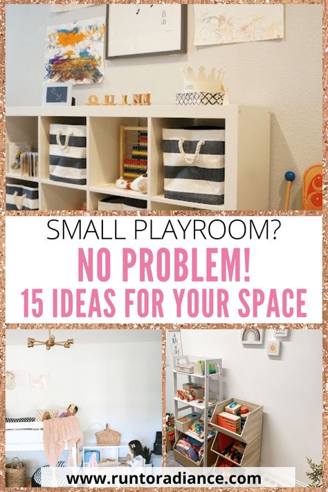 15 Small Playroom Ideas For Any Space & Budget Turning A Bedroom Into A Playroom, Box Room Playroom Ideas, Target Playroom Ideas, Small Playspace Ideas, Toy Room Makeover, 10x10 Playroom Layout, Playroom In Small Space, Toys Storage Ideas For Small Spaces, Guest Bedroom Playroom Combo Ideas