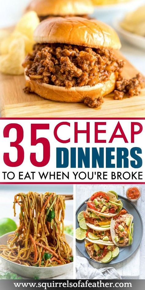 Three cheap meals to make for dinner when you don't have money. Easy Cheap Dinner, Cheap Family Dinners, Cheap Dinner Ideas, Cheap Meal Plans, Frugal Meal Planning, Cheap Family Meals, Easy Cheap Dinners, Healthy Budget, Large Family Meals