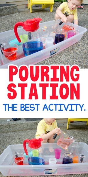 Outside Montessori Activities, Toddler Math Activities, Diy Crafts For Toddlers, Pouring Station, Learning For Toddlers, Recreation Activities, Activity For Toddlers, Easy Toddler Activities, Station Activities