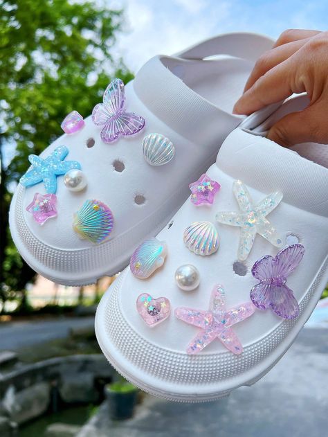 Multicolor  Collar  ABS   Embellished   Shoe Accessories Croc Charms Ideas, Croc Charms Aesthetic, Croc Ideas, Crocs Aesthetic, Crocs Ideas, Math Tables, Shoes Decoration, Crocs Charms, Crocs Fashion