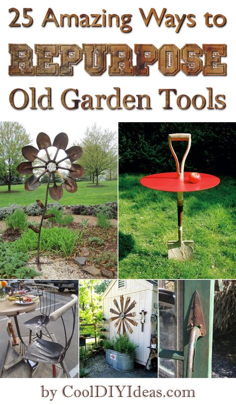 25 Amazing Ways to Repurpose Old Garden Tools - #repurposed #upcycled #DIY Shed Inspiration, Old Garden Tools, Upcycled Diy, Old Garden, Garden Junk, Diy Upcycling, Home Vegetable Garden, Diy Yard, Old Tools