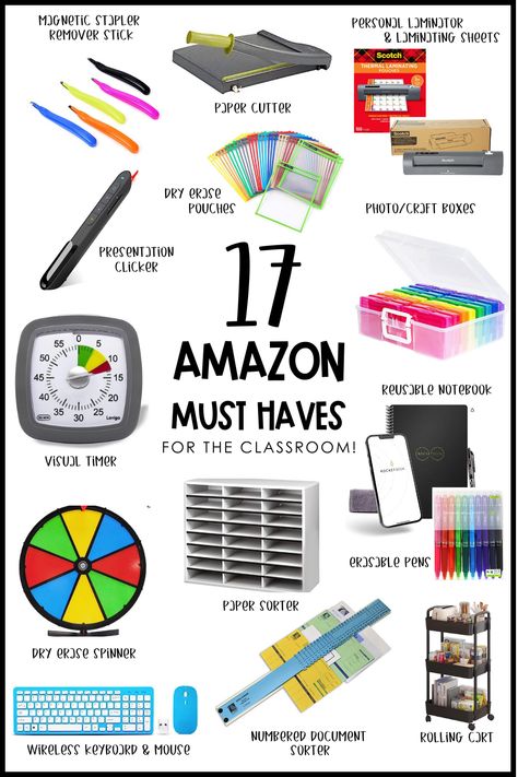 Must Haves In Classroom, Classroom Decor Must Haves, Teacher Materials Organization, Best Teacher Supplies, Must Have Teacher Supplies, Teaching Must Haves, Classroom Needs List Teachers, Student Teacher Essentials, Teacher Classroom Must Haves