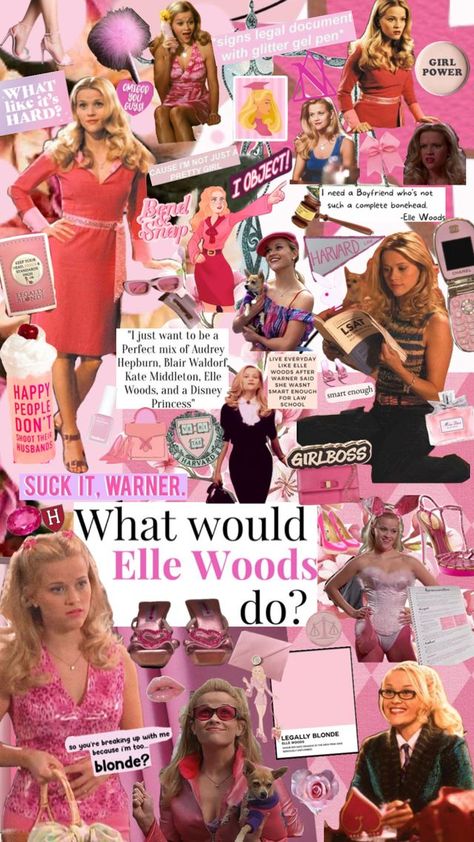 Check out aemaguire20's Shuffles #legallyblonde #ellewoods #whatlikeitshard Elle Woods Collage, Legally Blonde Mood Board, Legally Blonde Lockscreen, Elle Woods Background, Legally Blonde Wallpaper Iphone, Legally Blonde Wallpaper Aesthetic, Legally Blonde Background, El Woods Legally Blonde, Legally Blonde Aesthetic Wallpaper