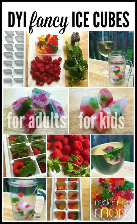 Essen, Ice Cube Tray Recipes, Fancy Ice Cubes, Ice Cube Recipe, Flavor Water, Fruit Ice Cubes, Flavored Ice Cubes, Fancy Ice, Flavored Ice