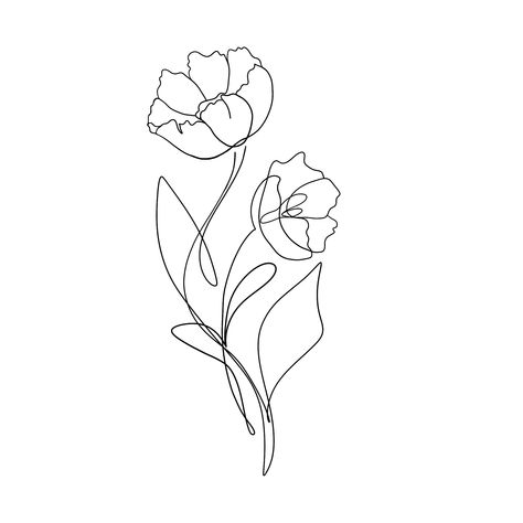 One Line Floral Drawing, Continuous Line Flower Drawing, Flower Continuous Line Drawing, Primrose Line Drawing, Continuous Line Flower Tattoo, Continuous Line Tattoo Flower, Rose One Line Drawing, Simple Line Flowers, Single Line Flower Drawing