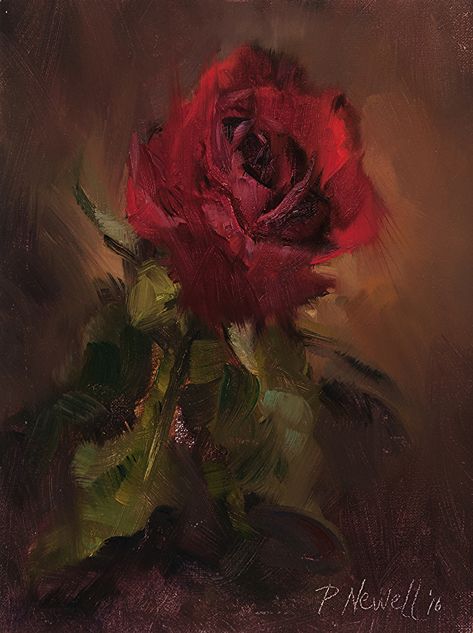 Red Rose I by Pamela C. Newell Oil ~ 8" x 6" Cool Artwork Ideas, Artist Aesthetic Wallpaper, Ap Lang, Istoria Artei, Desen Realist, Arte Peculiar, Flipagram Instagram, Rennaissance Art, Desain Signage