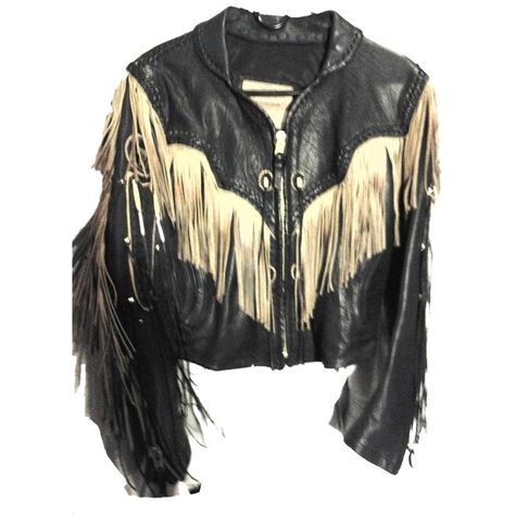 Pre-owned Leather Jacket ($193) ❤ liked on Polyvore featuring outerwear, jackets, black, black leather jacket, long black jacket, black jacket, vintage leather jacket and motorcycle jacket Old Man Clothes, Fringe Jacket Outfit, Vintage Fringe Jacket, Vintage Biker Jacket, Long Leather Jacket, Tassel Jacket, Black Motorcycle Jacket, Cowboy Jacket, Long Black Jacket
