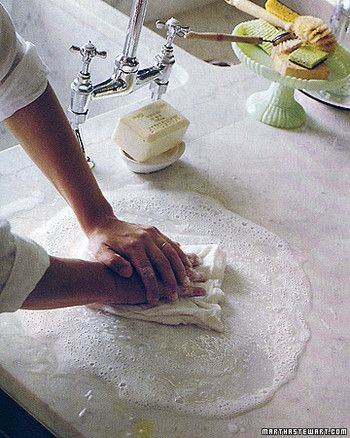 Cleaning Recipes, Cleaning Marble, Martha Stewart Home, Marble Surface, Natural Cleaners, Cleaners Homemade, Green Bathroom, Green Cleaning, Bathroom Cleaning