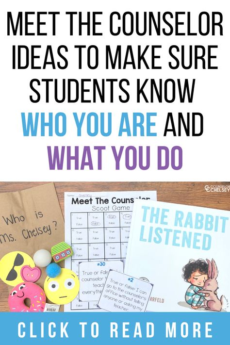 These Meet The Counselor activities are perfect for your back to school counseling lessons. Students will learn the role of the school counselor and how you can help with their social, emotional and academic needs. Use these at the beginning of the year in your classroom lessons! Beginning Of The Year School Counseling, Meet The School Counselor Activities, What Does A School Counselor Do, Counselor Introduction Lesson, Elementary Guidance Counselor, Intro To School Counselor Lesson, School Counseling Lessons Elementary, School Counselor Back To School Night, Meet The Counselor Middle School