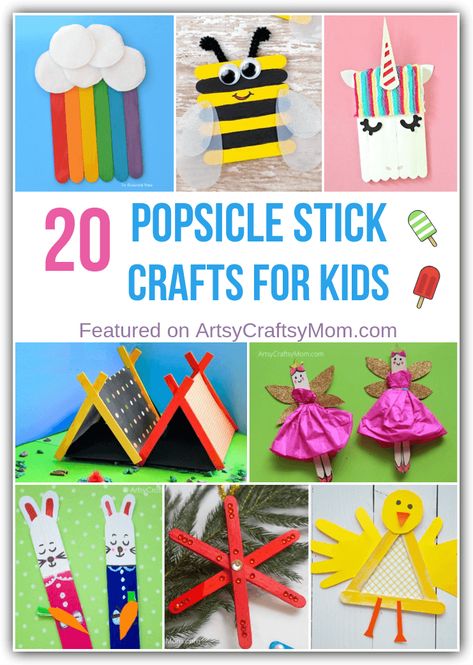 These simple Popsicle Stick Crafts for kids are perfect to while away a rainy afternoon or boring weekend! Make, play and enjoy these fun crafts with your friends! Stick Crafts For Kids, Craft Stick Projects, Popcycle Stick Crafts, Popsicle Stick Art, Popsicle Stick Crafts For Kids, Diy Popsicle Stick Crafts, Rainy Afternoon, Popsicle Crafts, Stick Crafts