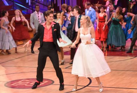 Hand Jive Dance Suit With Suspenders, Jive Dance, Grease Live, Hand Jive, Swing Era, Ken Russell, Dance Studios, Blue Song, Fluffy Skirt