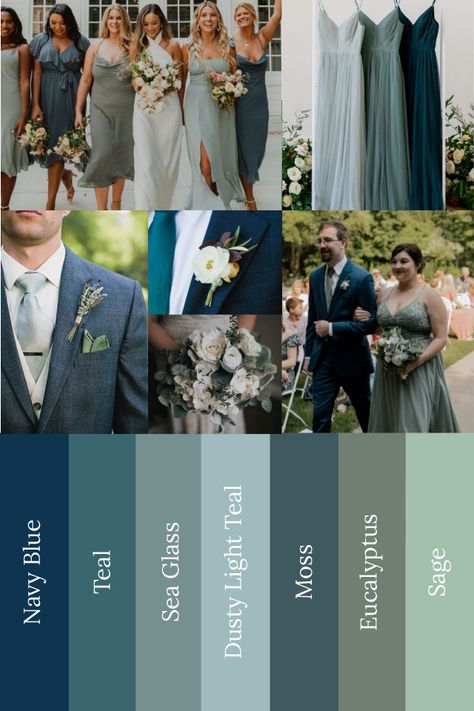 Navy Blue Suit Fall Wedding, Color Pallet Wedding, Sage Wedding Colors, Wedding Theme Color Schemes, Gold Quince, Wedding Color Pallet, Pallet Wedding, Sage Wedding, Sage Green Wedding