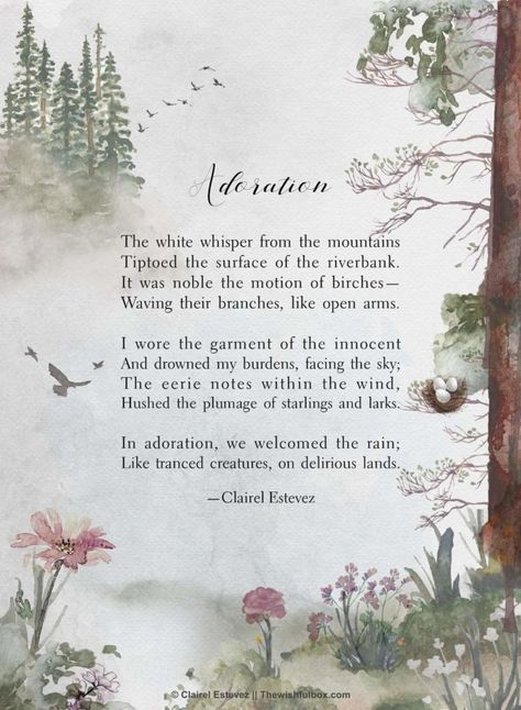 Pluviophile: rain poems; nature poetry by Clairel Estevez Poems Of Nature, Poems On Nature Poetry, Poetry On Rain In English, Beautiful Poems About Nature, Poems About Nature Beauty, Rain Poems Poetry, Poems On Life Inspiration Poetry, Poem On Nature In English, Nature Poems Poetry