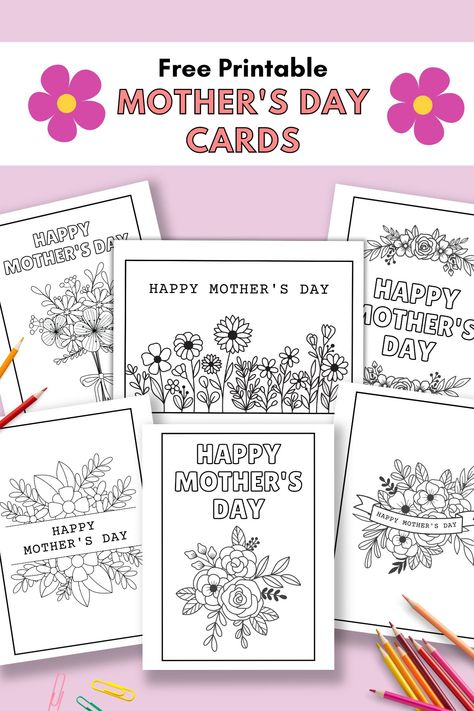 Mother's Day Cards For Kids, Mothers Day Cards Printable, Free Mothers Day Cards, Mothers Day Coloring Cards, Diy Mother's Day Gifts, Free Printable Valentines Cards, Mothers Day Card Template, Free Printables Kids, Grandma Cards