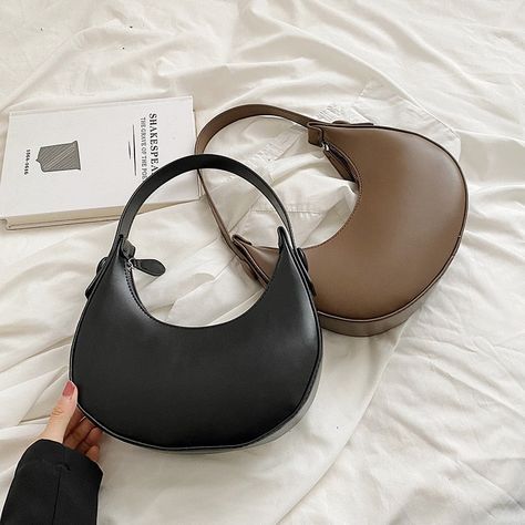 Small Crescent Shoulder Bag Under the Arm Purse Shoulder Bags, Leather, Underarm Bag, Half Moon, Luxury Designer, Pu Leather, Bag Lady, Moon, High Quality