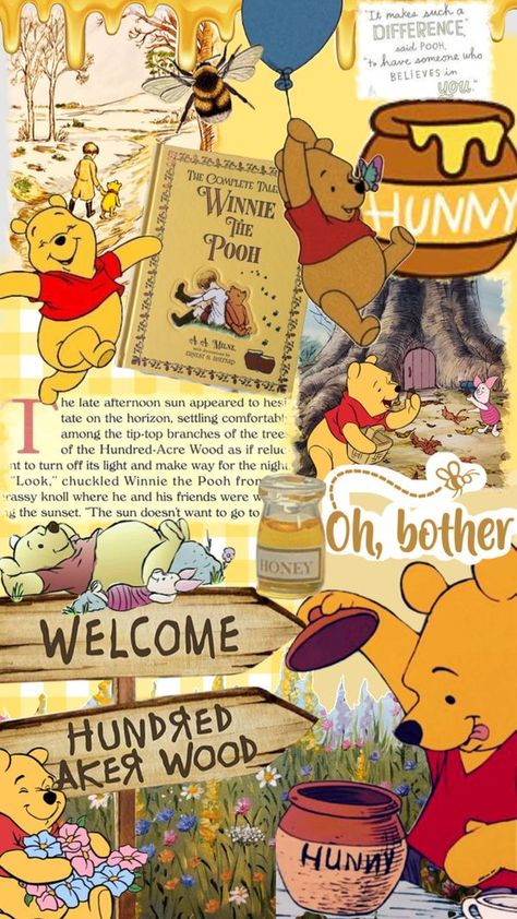 Winnie The Pooh Wallpaper Aesthetic, Winnie The Pooh Background, Winne The Pooh, Winnie The Poo, Winnie The Pooh Pictures, Cute Winnie The Pooh, 디즈니 캐릭터, Disney Background, Disney Collage