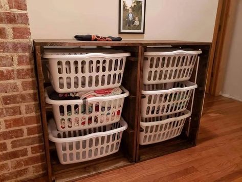 #storagehacks #organization #organizationhacks Organisation, Laundry Basket Holder, Laundry Basket Dresser, Diy Laundry Basket, Family Closet, Laundry Basket Storage, Basket Holder, Laundry Basket Organization, Laundry Room Renovation