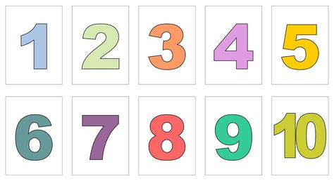 Large Printable Number Cards 1-10 Number Chart 1-10, Large Printable Numbers, Small Alphabet Letters, Free Printable Numbers, Number Flashcards, Kindergarten Reading Activities, Number Chart, Abc Flashcards, Abc Printables