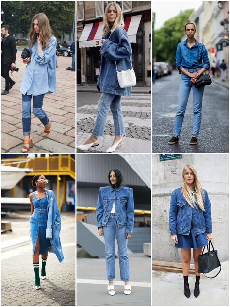 Double Denim Women, How To Wear Double Denim, Double Jeans Outfit, Monochromatic Denim Outfit, Double Denim Outfit 2023, 2 Tone Jeans Outfit, Mismatched Denim Outfit, Denim Chic Outfit, Double Denim Outfit Women