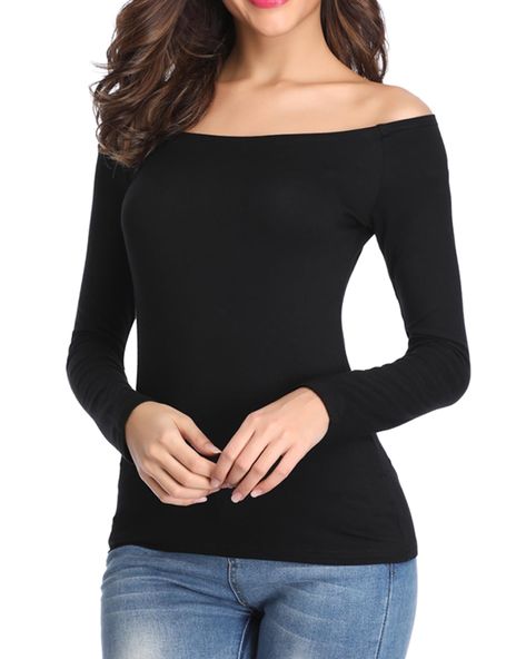 One Shoulder Shirt, Neckline Designs, Long Sleeve Tops Casual, Round Neck Tees, Shoulder Tops, Shoulder Shirts, Off Shoulder Tops, Workout Tee, T Shirt Top