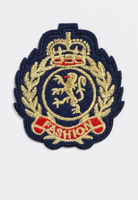 fashion crest patch (original price, $3.50) available at #Maurices Metal Band Shirts, Emblem Embroidery, Painting Logo, Polo Shirt Outfits, Shoes Ads, Preppy Men, Red Hill, Family Brand, Pocket Logo