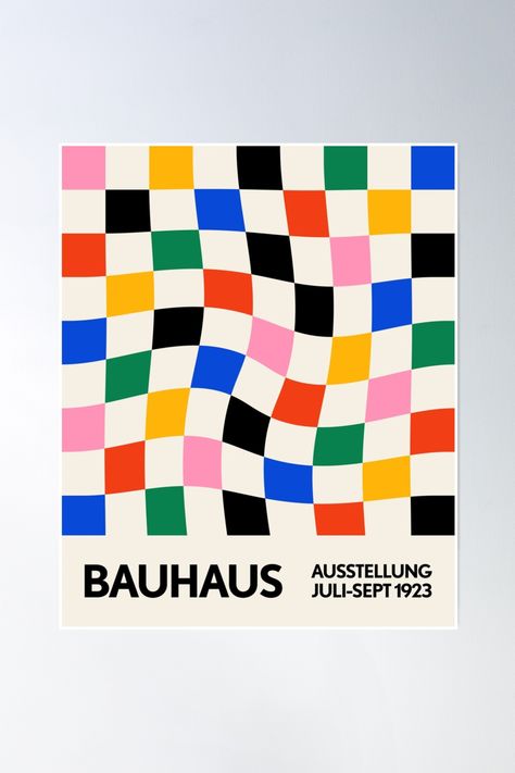 Weimar, De Stijl, Bauhaus Stickers, Bauhaus Art Print, Bauhaus Colour Palette, Checkerboard Graphic Design, Geometric Pixel Art, Bauhaus Moodboard, Bauhaus Color Palette