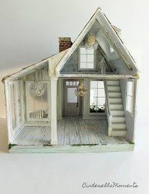 Miniature Cottage Dollhouses, Handmade Doll House, Lavender Door, Shabby Chic House, Cottage Dollhouse, Chic House, Handmade House, Cinderella Moments, Mini Houses